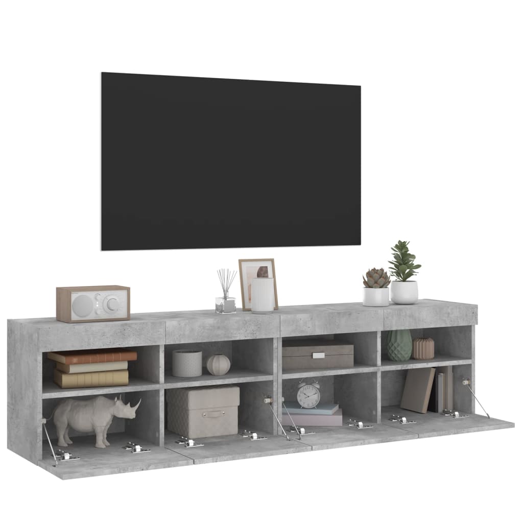 Tv-wandmeubels met LED 2 st 80x30x40 cm betongrijs is nu te koop bij PeponiXL, paradijselijk wonen!