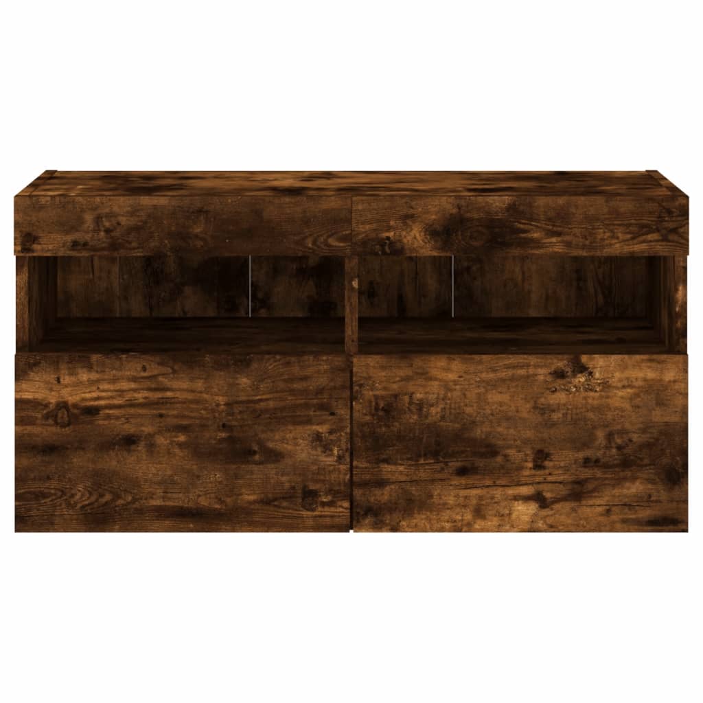 Tv-wandmeubel met LED-verlichting 80x30x40 cm gerookt eiken is nu te koop bij PeponiXL, paradijselijk wonen!