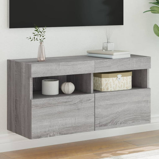 Tv-wandmeubel met LED-verlichting 80x30x40 cm grijs sonoma is nu te koop bij PeponiXL, paradijselijk wonen!