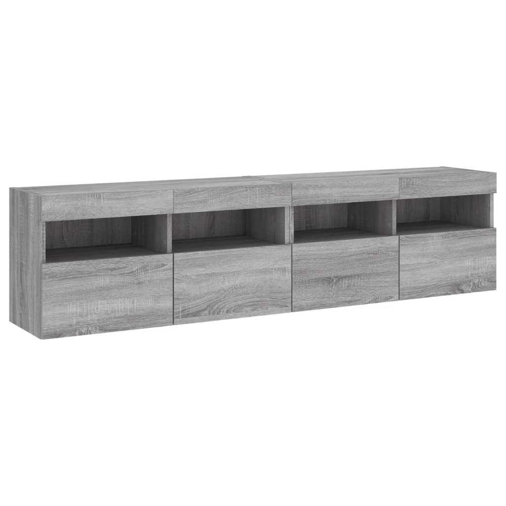 Tv-wandmeubels met LED 2 st 80x30x40 cm grijs sonoma eikenkleur is nu te koop bij PeponiXL, paradijselijk wonen!