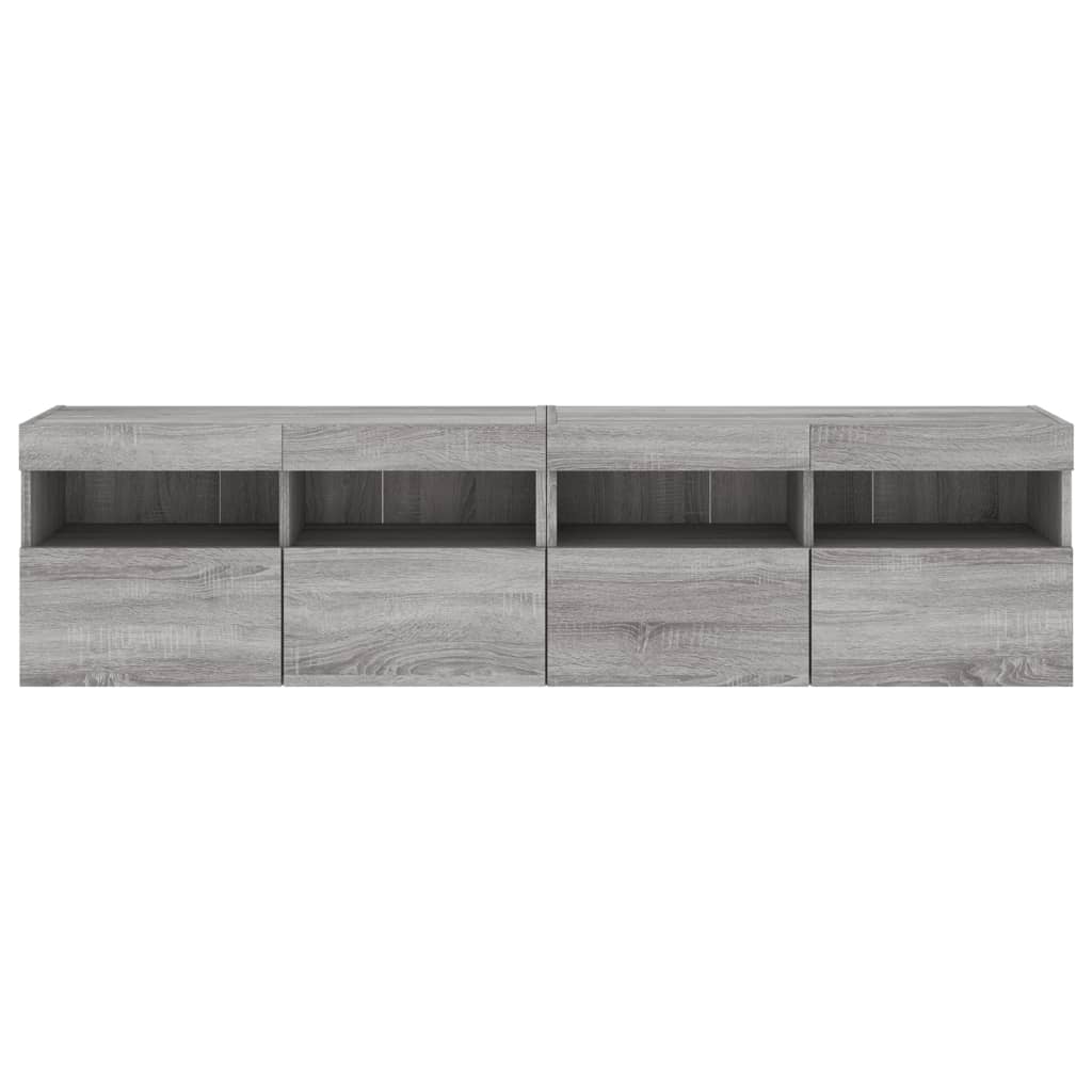 Tv-wandmeubels met LED 2 st 80x30x40 cm grijs sonoma eikenkleur is nu te koop bij PeponiXL, paradijselijk wonen!