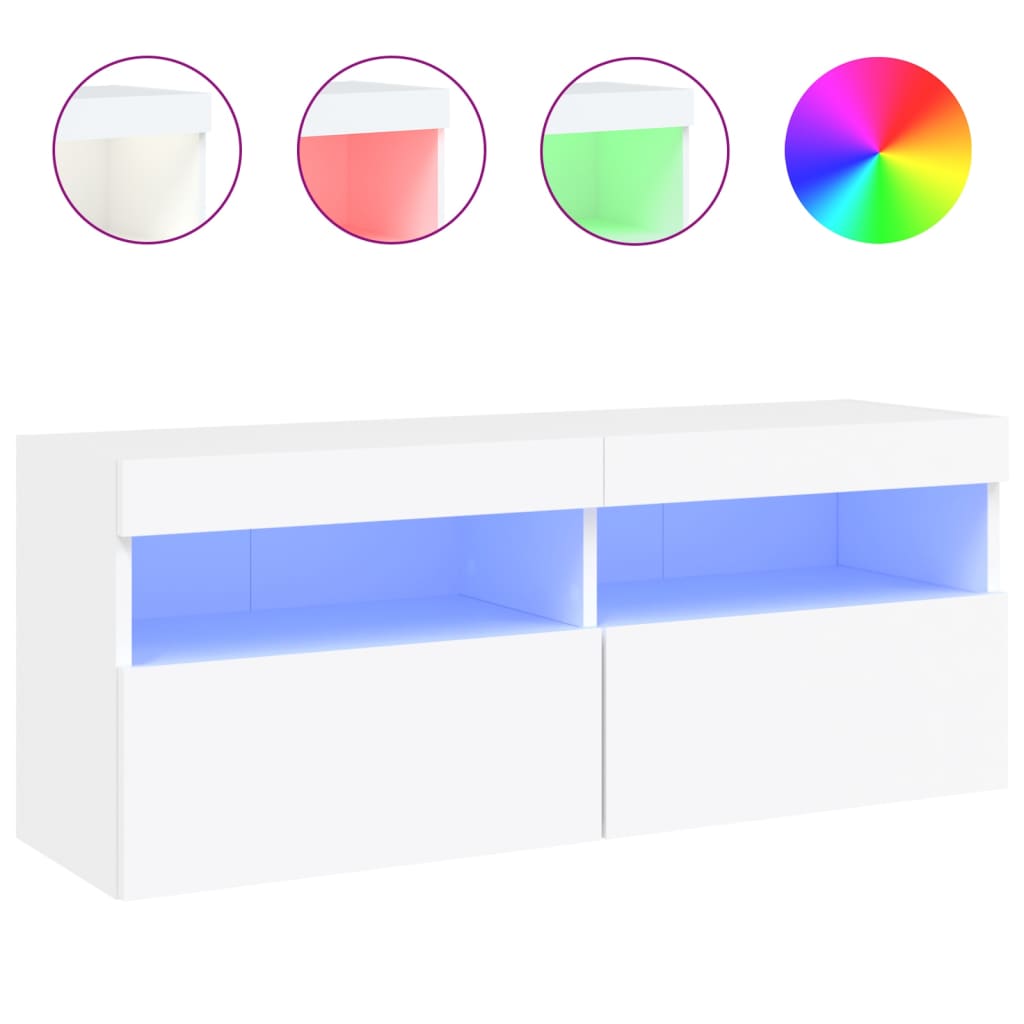 Tv-wandmeubel met LED-verlichting 100x30x40 cm wit is nu te koop bij PeponiXL, paradijselijk wonen!