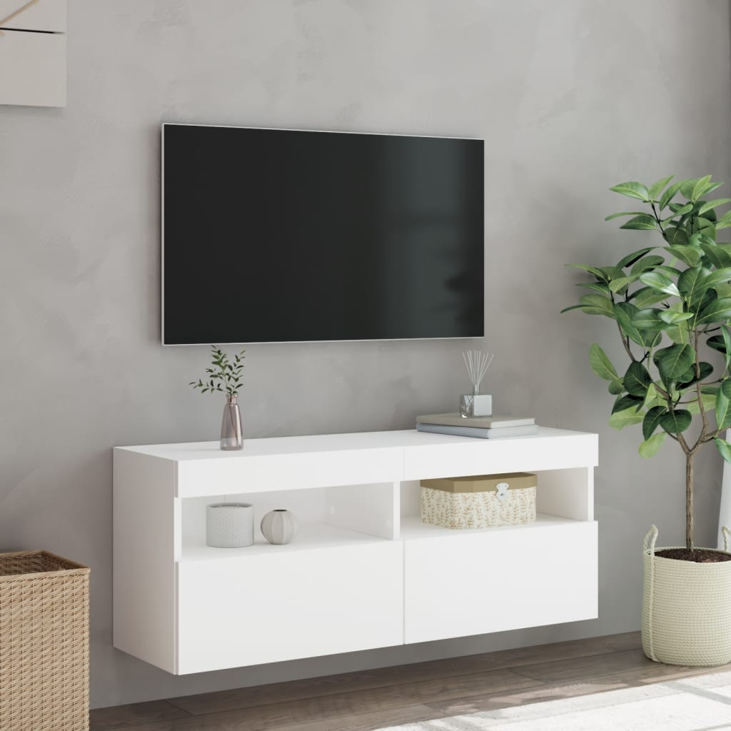 Tv-wandmeubel met LED-verlichting 100x30x40 cm wit is nu te koop bij PeponiXL, paradijselijk wonen!