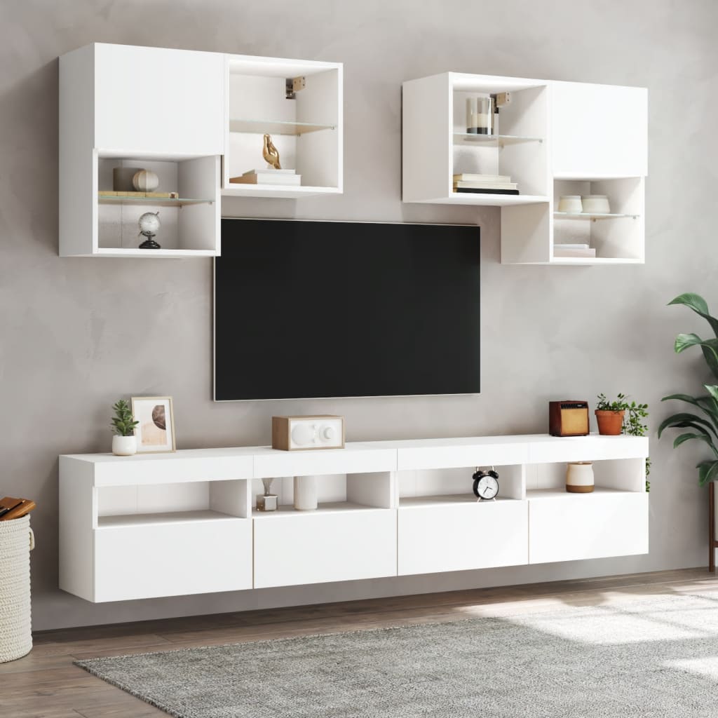 Tv-wandmeubel met LED-verlichting 100x30x40 cm wit is nu te koop bij PeponiXL, paradijselijk wonen!