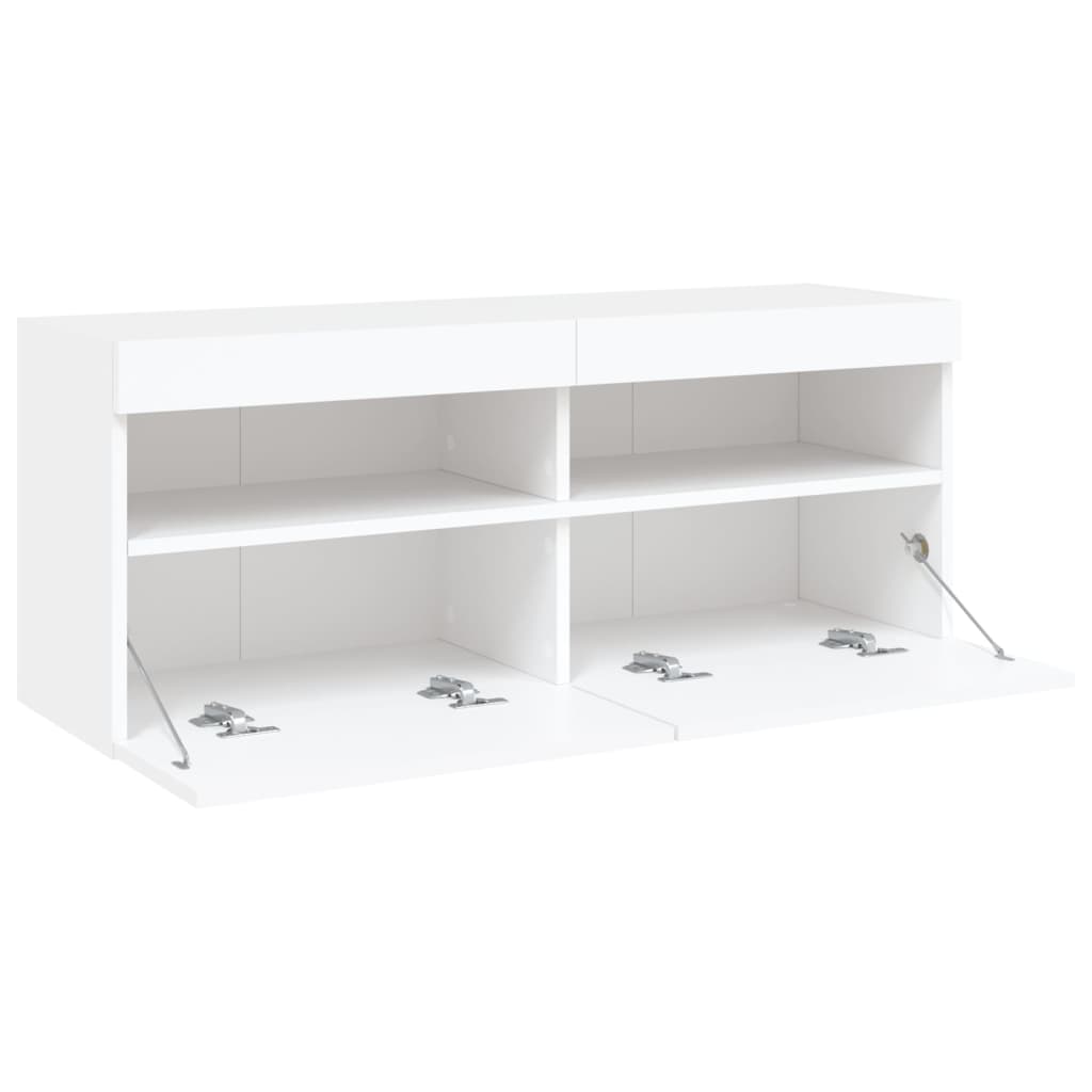 Tv-wandmeubel met LED-verlichting 100x30x40 cm wit is nu te koop bij PeponiXL, paradijselijk wonen!