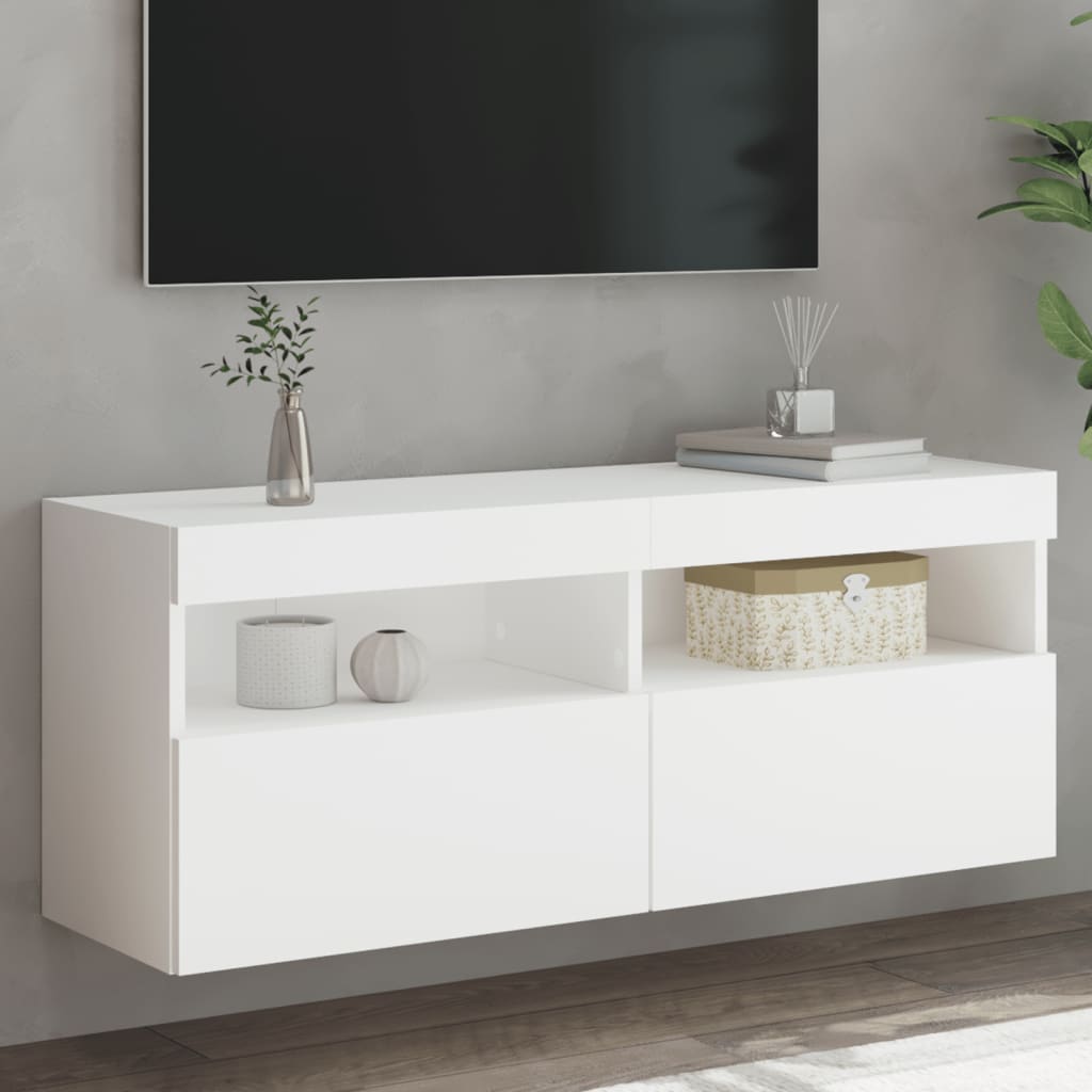 Tv-wandmeubel met LED-verlichting 100x30x40 cm wit is nu te koop bij PeponiXL, paradijselijk wonen!