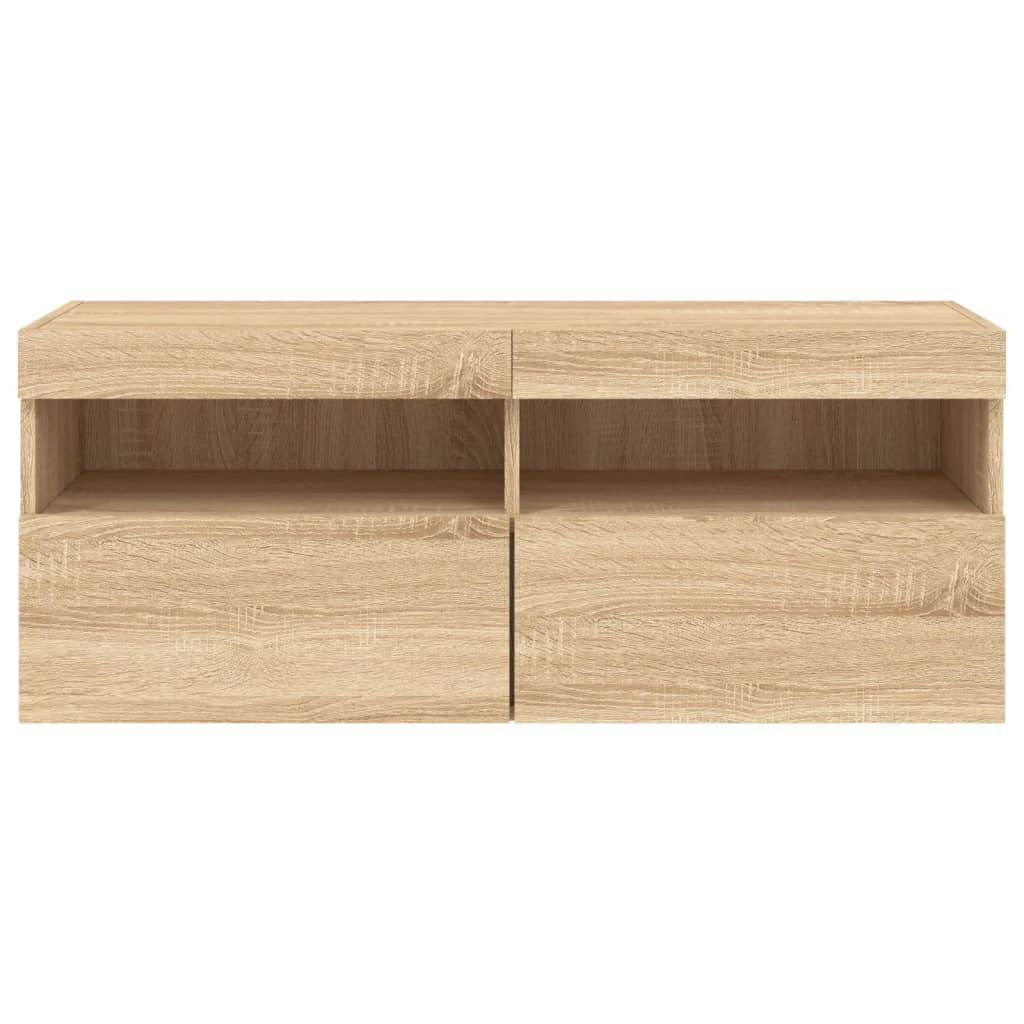 Tv-wandmeubel met LED-verlichting 100x30x40 cm sonoma eiken is nu te koop bij PeponiXL, paradijselijk wonen!