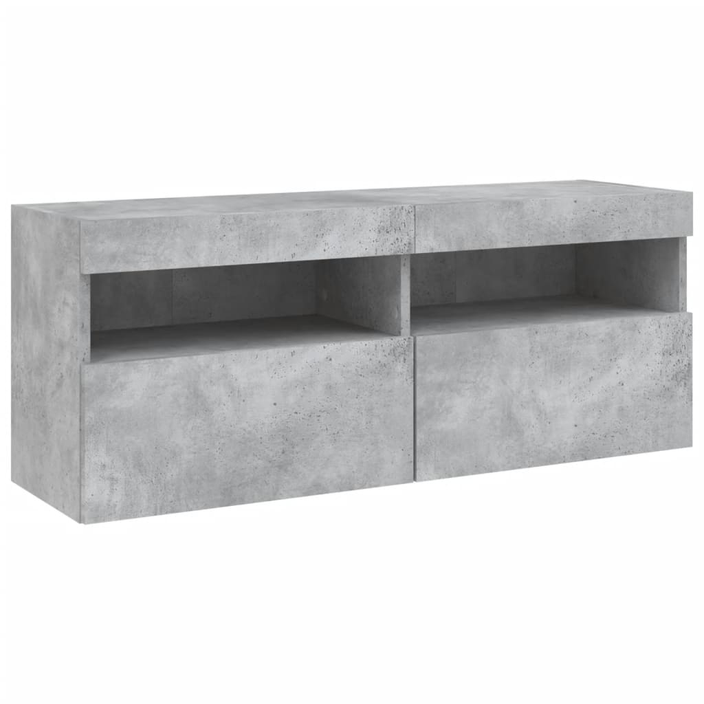 Tv-wandmeubel met LED-verlichting 100x30x40 cm betongrijs is nu te koop bij PeponiXL, paradijselijk wonen!