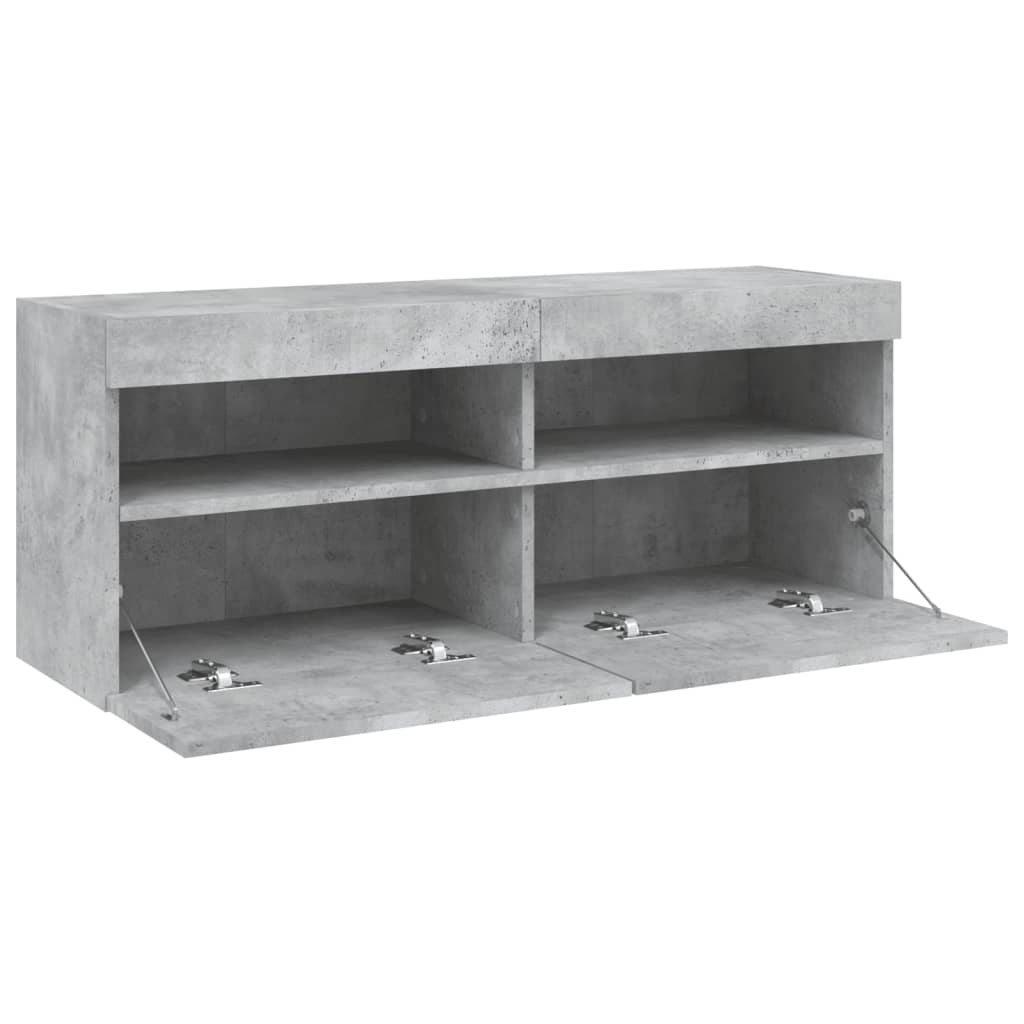 Tv-wandmeubel met LED-verlichting 100x30x40 cm betongrijs is nu te koop bij PeponiXL, paradijselijk wonen!