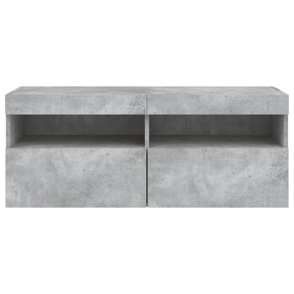 Tv-wandmeubel met LED-verlichting 100x30x40 cm betongrijs is nu te koop bij PeponiXL, paradijselijk wonen!