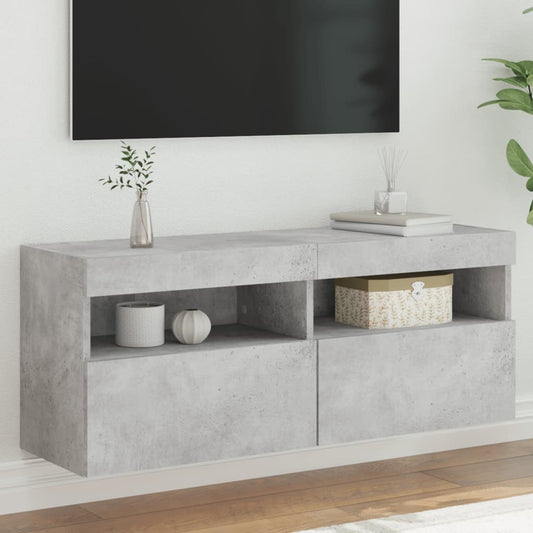 Tv-wandmeubel met LED-verlichting 100x30x40 cm betongrijs is nu te koop bij PeponiXL, paradijselijk wonen!