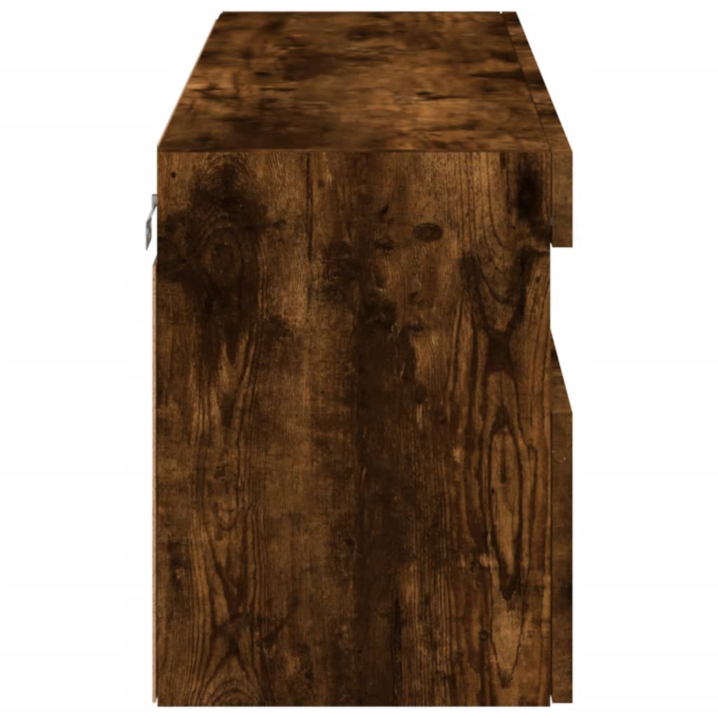 Tv-wandmeubel met LED-verlichting 100x30x40 cm gerookt eiken is nu te koop bij PeponiXL, paradijselijk wonen!