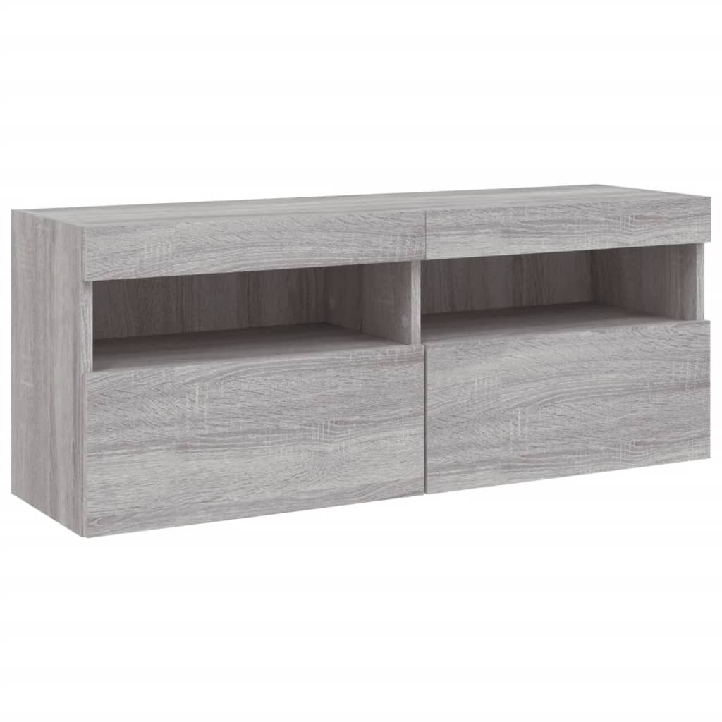 Tv-wandmeubel met LED-verlichting 100x30x40 cm grijs sonoma is nu te koop bij PeponiXL, paradijselijk wonen!