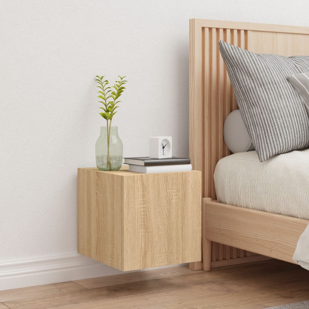 Tv-wandmeubel met LED-verlichting 30,5x35x30 cm sonoma eiken is nu te koop bij PeponiXL, paradijselijk wonen!