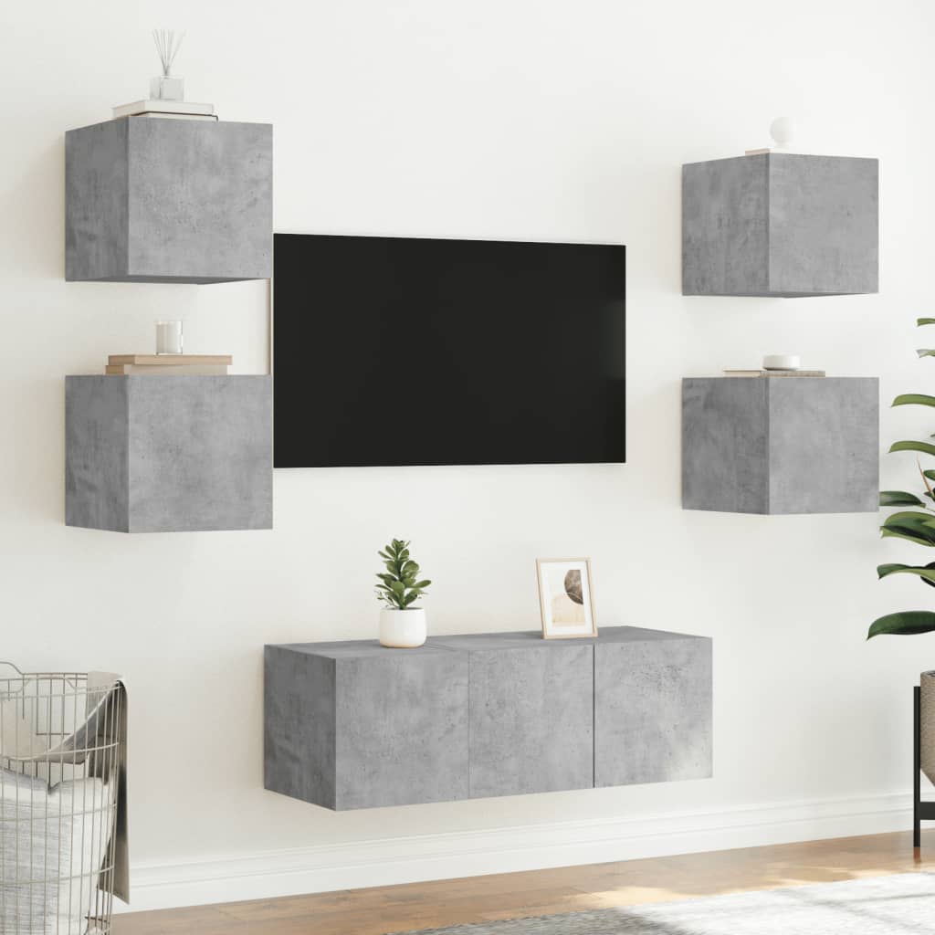Tv-wandmeubel met LED-verlichting 30,5x35x30 cm betongrijs is nu te koop bij PeponiXL, paradijselijk wonen!