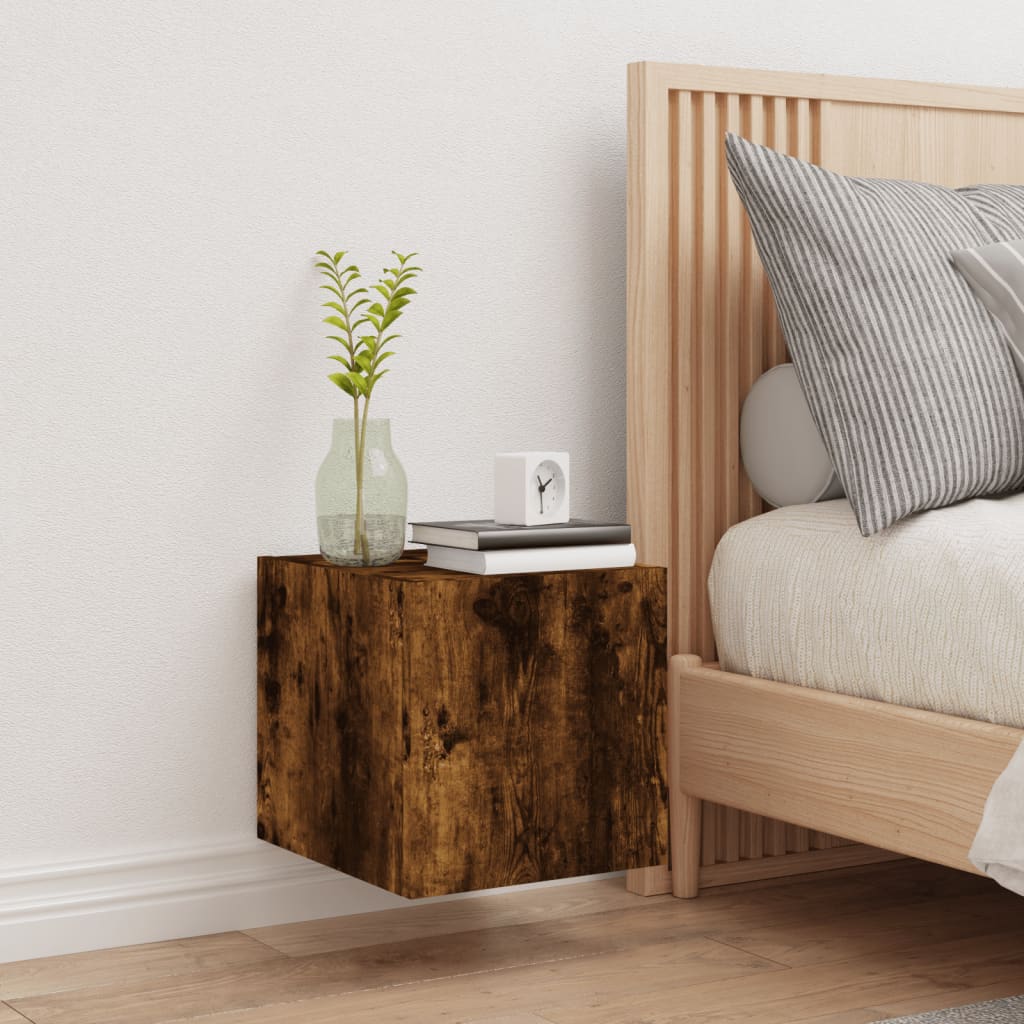 Tv-wandmeubel met LED-verlichting 30,5x35x30 cm gerookt eiken is nu te koop bij PeponiXL, paradijselijk wonen!