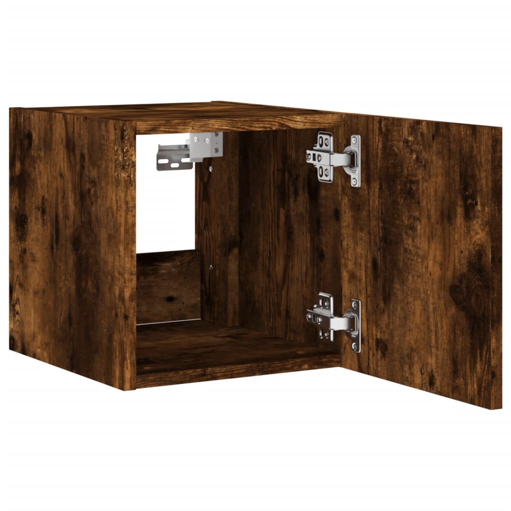 Tv-wandmeubel met LED-verlichting 30,5x35x30 cm gerookt eiken is nu te koop bij PeponiXL, paradijselijk wonen!