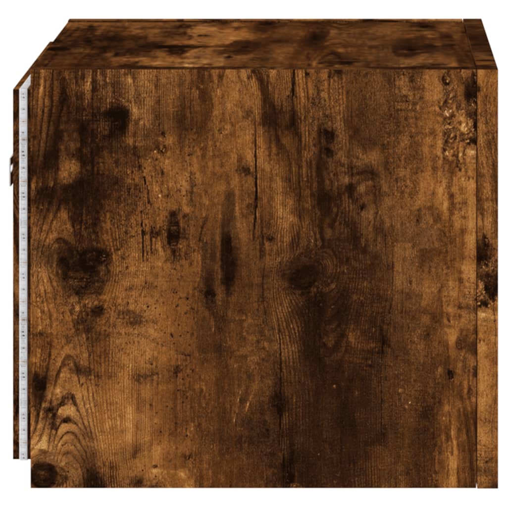 Tv-wandmeubel met LED-verlichting 30,5x35x30 cm gerookt eiken is nu te koop bij PeponiXL, paradijselijk wonen!