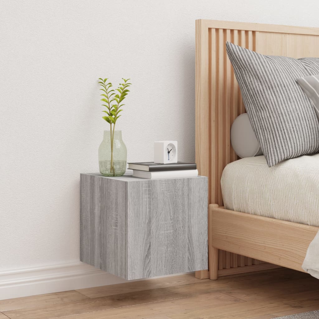 Tv-wandmeubel met LED-verlichting 30,5x35x30 cm grijs sonoma is nu te koop bij PeponiXL, paradijselijk wonen!