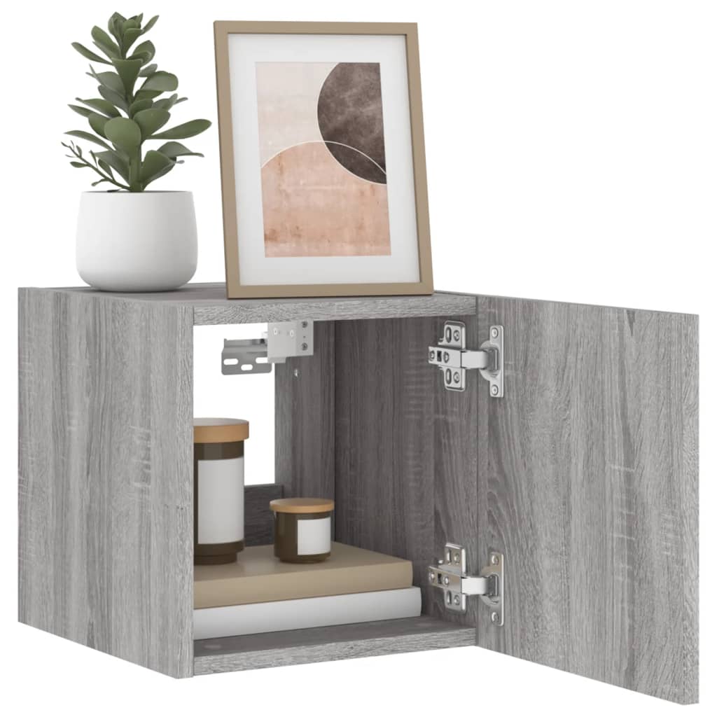 Tv-wandmeubel met LED-verlichting 30,5x35x30 cm grijs sonoma is nu te koop bij PeponiXL, paradijselijk wonen!