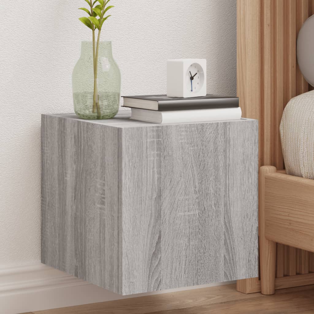 Tv-wandmeubel met LED-verlichting 30,5x35x30 cm grijs sonoma is nu te koop bij PeponiXL, paradijselijk wonen!