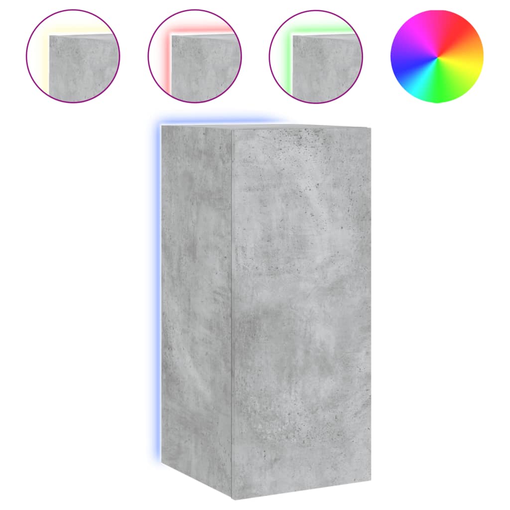 Tv-wandmeubel met LED-verlichting 30,5x35x70 cm betongrijs is nu te koop bij PeponiXL, paradijselijk wonen!