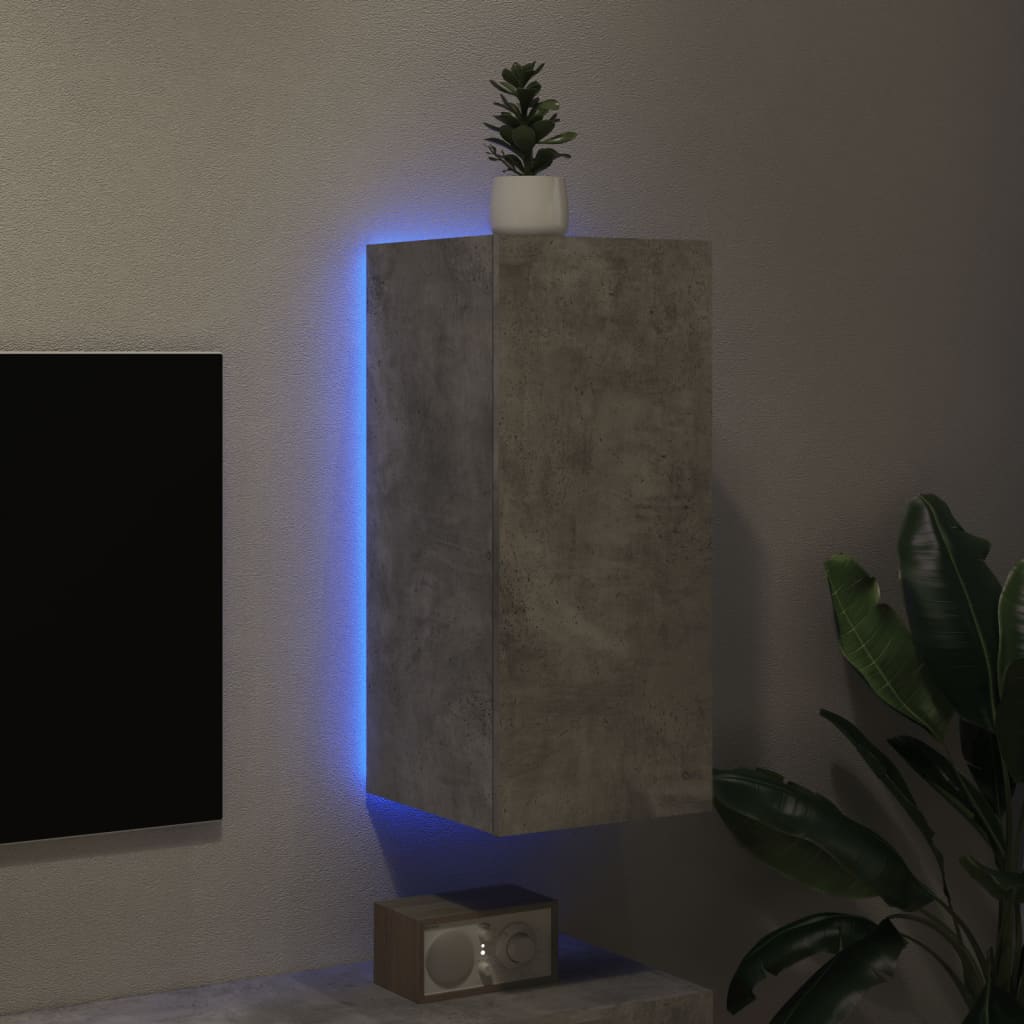 Tv-wandmeubel met LED-verlichting 30,5x35x70 cm betongrijs is nu te koop bij PeponiXL, paradijselijk wonen!