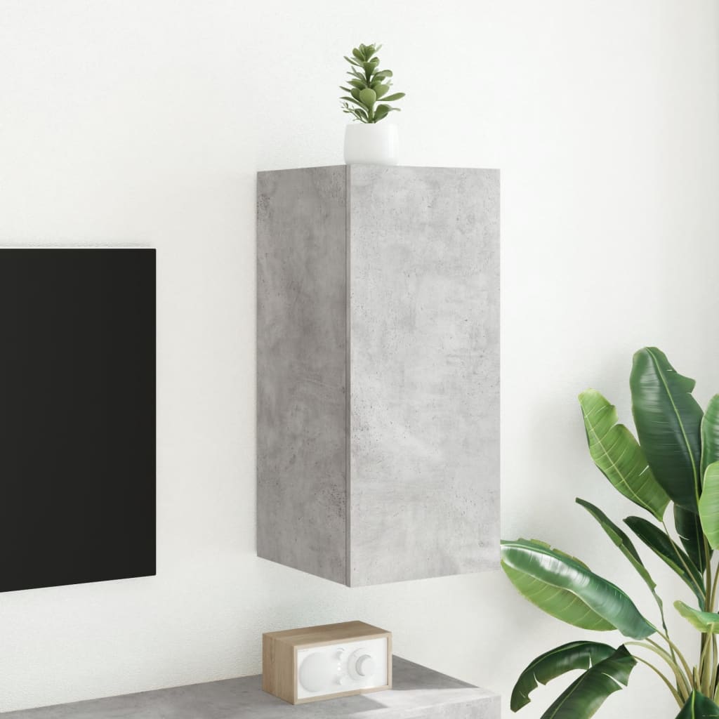 Tv-wandmeubel met LED-verlichting 30,5x35x70 cm betongrijs is nu te koop bij PeponiXL, paradijselijk wonen!
