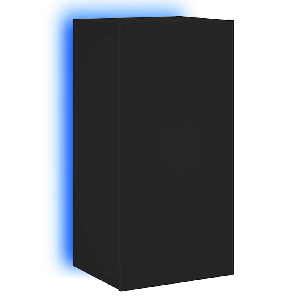 Tv-wandmeubel met LED-verlichting 40,5x35x80 cm zwart is nu te koop bij PeponiXL, paradijselijk wonen!