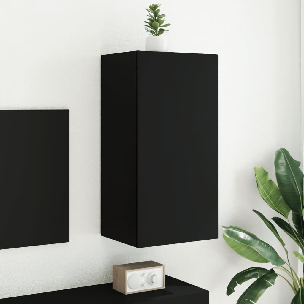Tv-wandmeubel met LED-verlichting 40,5x35x80 cm zwart is nu te koop bij PeponiXL, paradijselijk wonen!