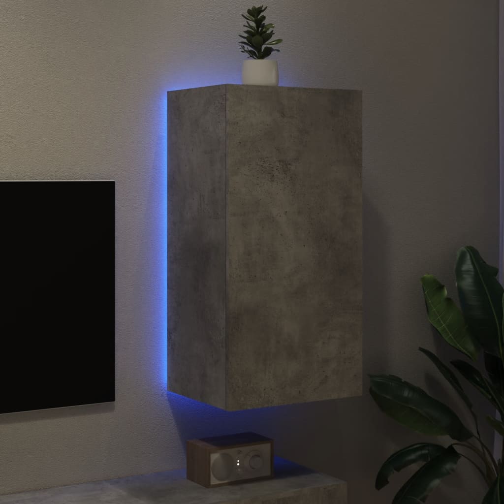 Tv-wandmeubel met LED-verlichting 40,5x35x80 cm betongrijs is nu te koop bij PeponiXL, paradijselijk wonen!