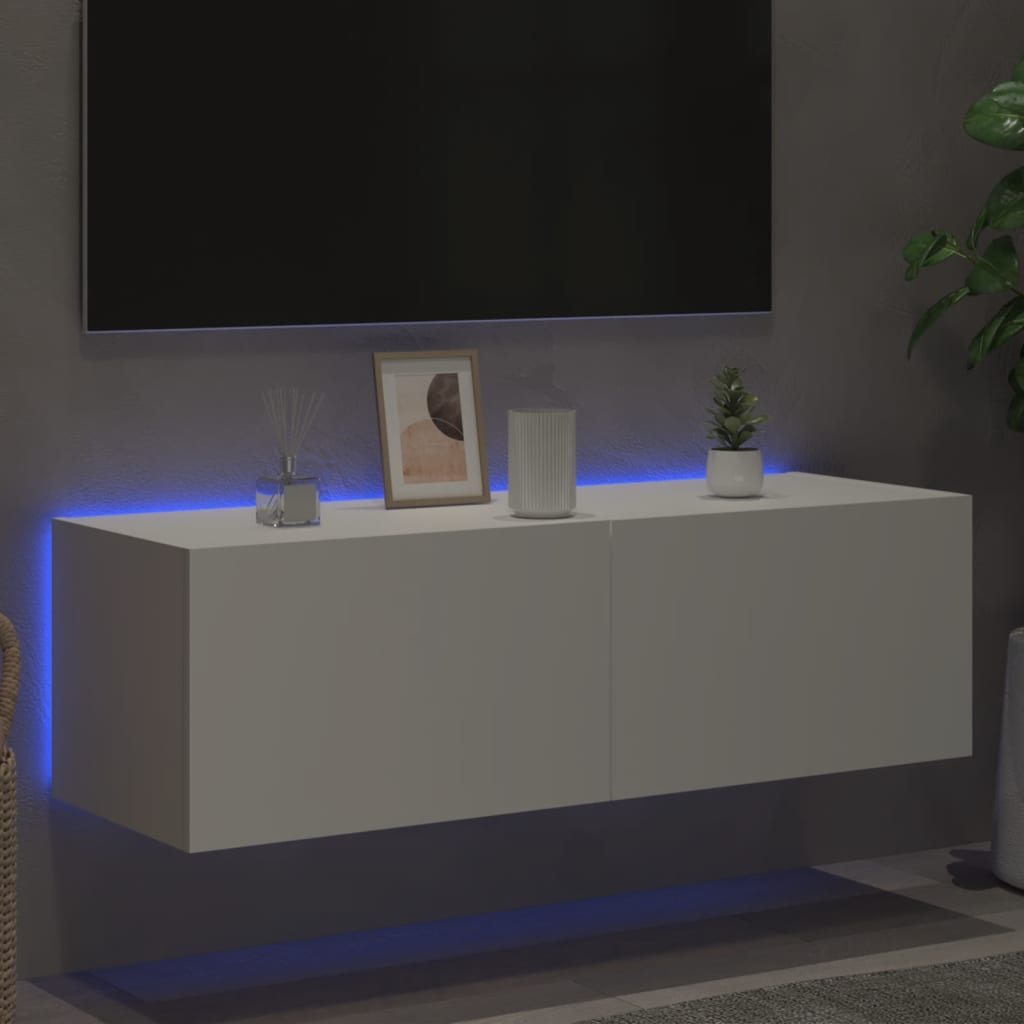 Tv-wandmeubel met LED-verlichting 100x35x31 cm wit is nu te koop bij PeponiXL, paradijselijk wonen!