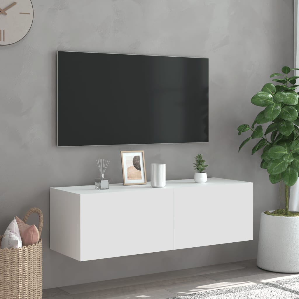 Tv-wandmeubel met LED-verlichting 100x35x31 cm wit is nu te koop bij PeponiXL, paradijselijk wonen!