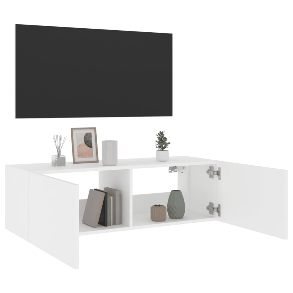 Tv-wandmeubel met LED-verlichting 100x35x31 cm wit is nu te koop bij PeponiXL, paradijselijk wonen!