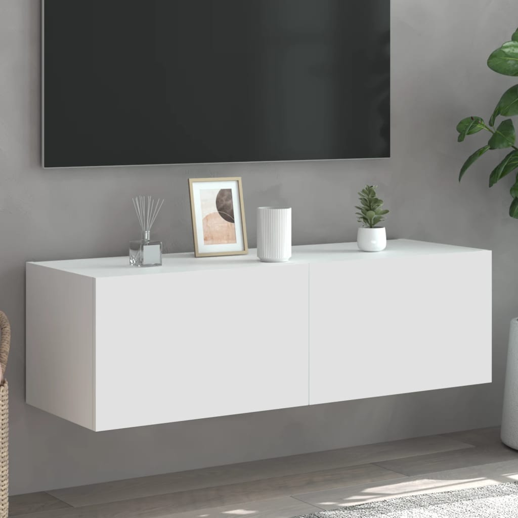 Tv-wandmeubel met LED-verlichting 100x35x31 cm wit is nu te koop bij PeponiXL, paradijselijk wonen!