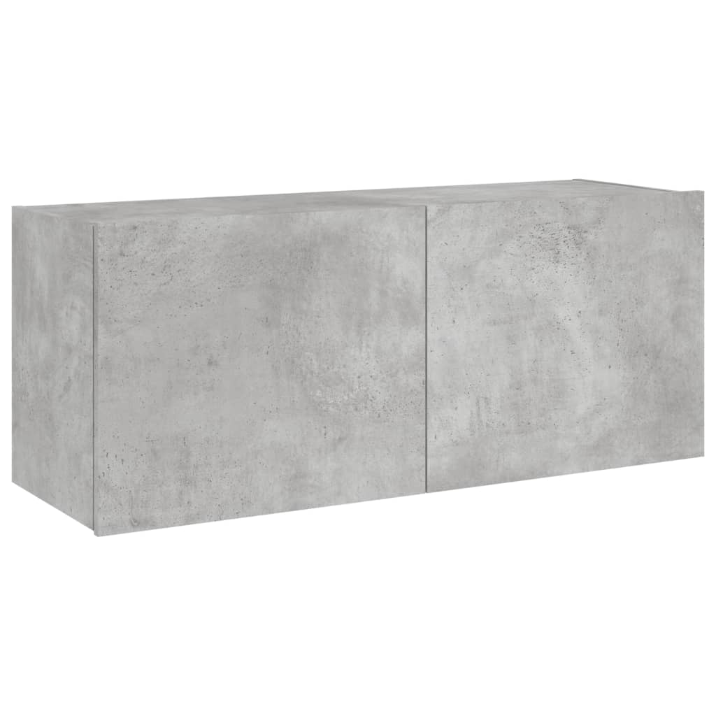 Tv-wandmeubel met LED-verlichting 100x35x41 cm betongrijs is nu te koop bij PeponiXL, paradijselijk wonen!