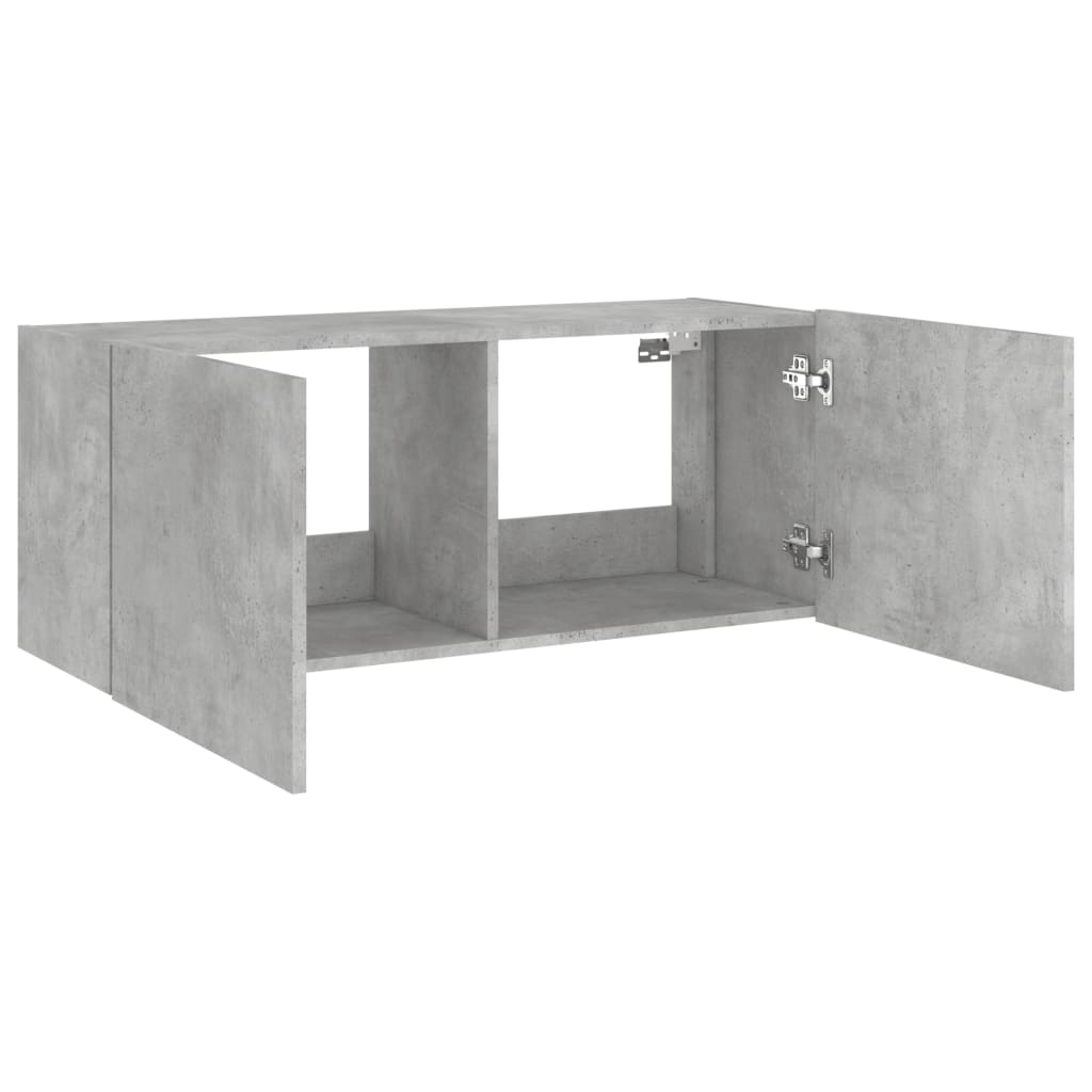 Tv-wandmeubel met LED-verlichting 100x35x41 cm betongrijs is nu te koop bij PeponiXL, paradijselijk wonen!