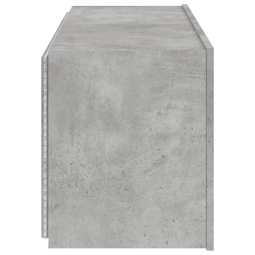 Tv-wandmeubel met LED-verlichting 100x35x41 cm betongrijs is nu te koop bij PeponiXL, paradijselijk wonen!