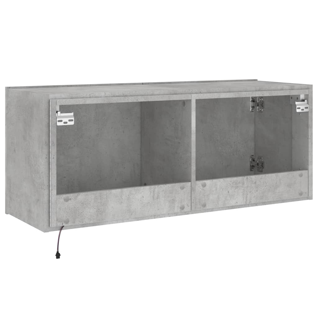 Tv-wandmeubel met LED-verlichting 100x35x41 cm betongrijs is nu te koop bij PeponiXL, paradijselijk wonen!