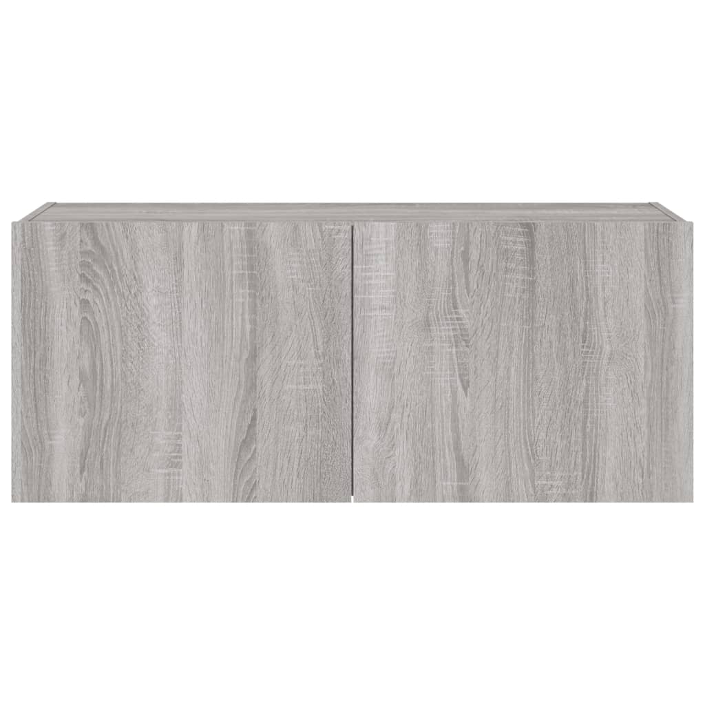 Tv-wandmeubel met LED-verlichting 100x35x41 cm grijs sonoma is nu te koop bij PeponiXL, paradijselijk wonen!