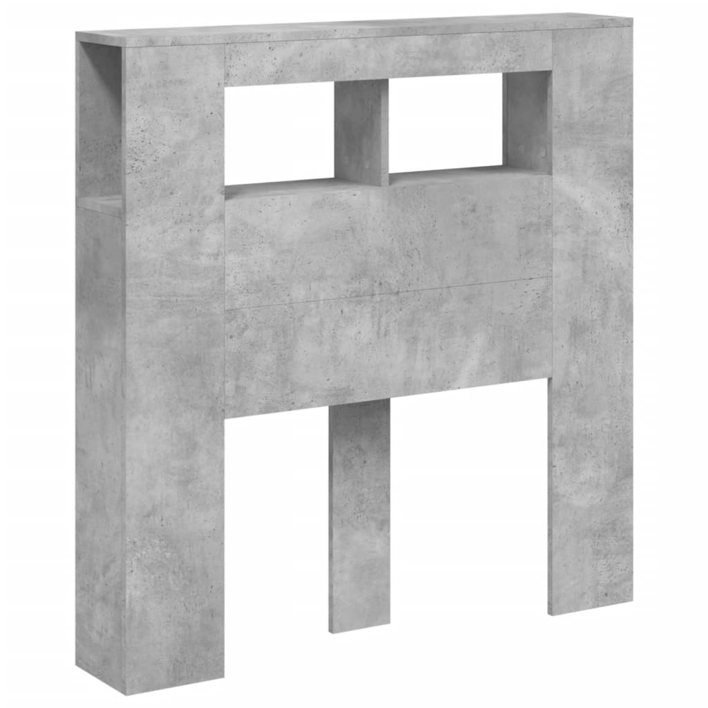 Hoofdeinde met LED 100x18,5x103,5 cm bewerkt hout betongrijs is nu te koop bij PeponiXL, paradijselijk wonen!