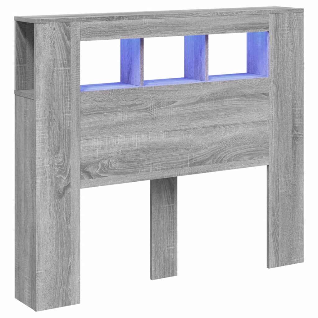 Hoofdeinde met LED 120x18,5x103,5 cm bewerkt hout grijs sonoma is nu te koop bij PeponiXL, paradijselijk wonen!