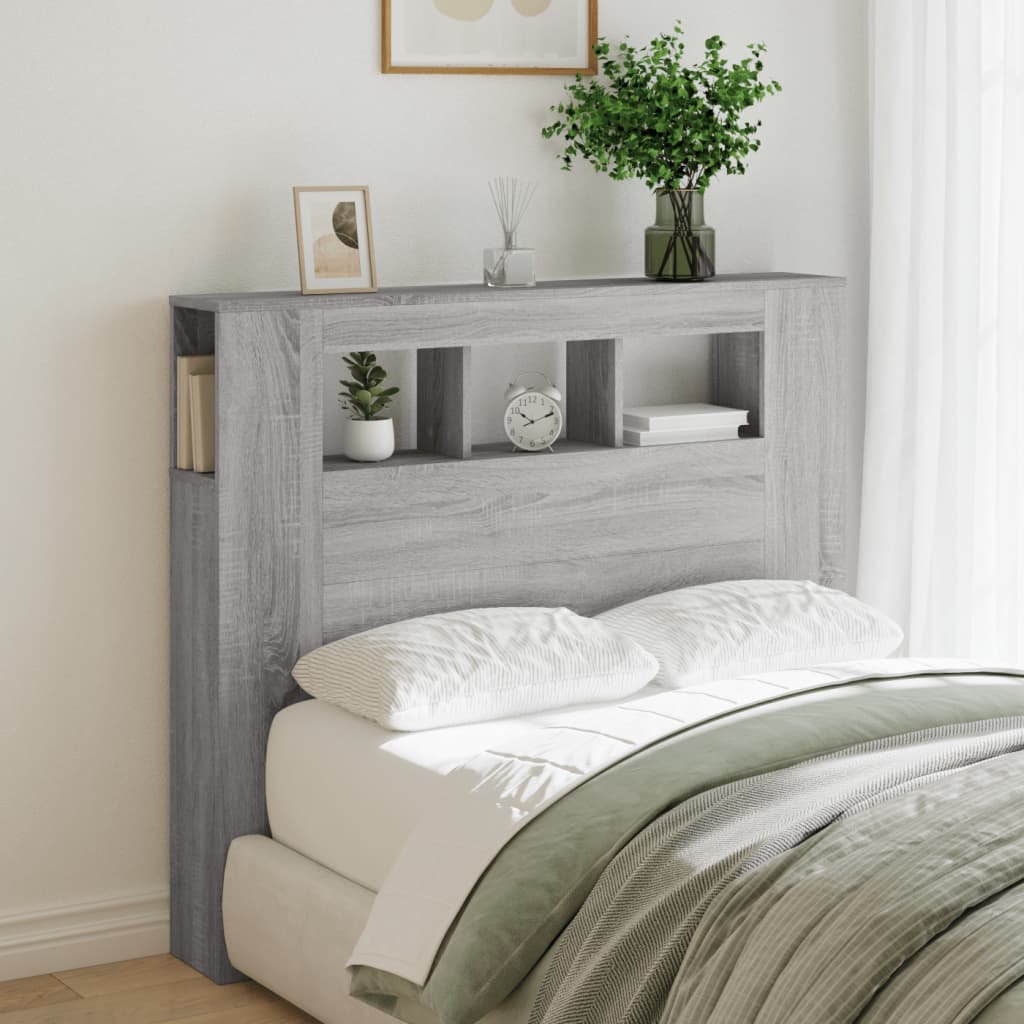 Hoofdeinde met LED 120x18,5x103,5 cm bewerkt hout grijs sonoma is nu te koop bij PeponiXL, paradijselijk wonen!