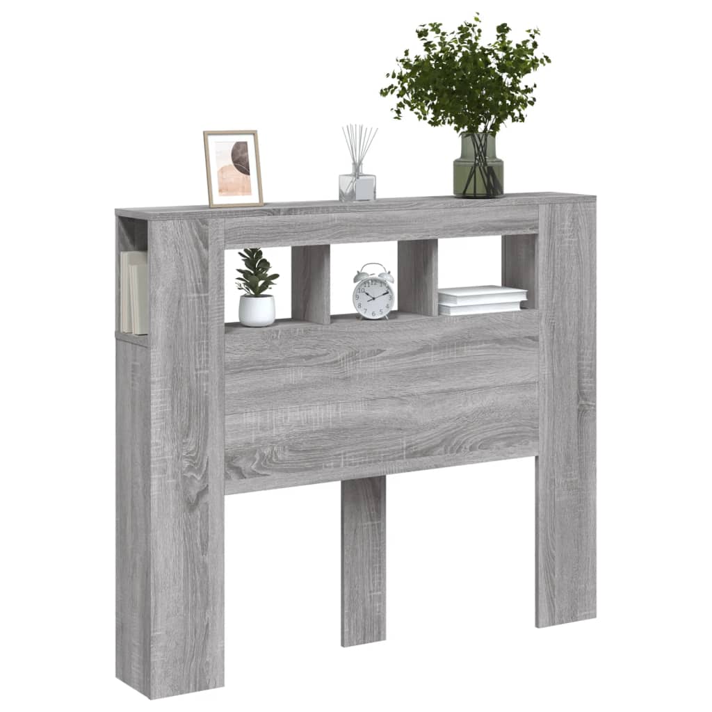 Hoofdeinde met LED 120x18,5x103,5 cm bewerkt hout grijs sonoma is nu te koop bij PeponiXL, paradijselijk wonen!