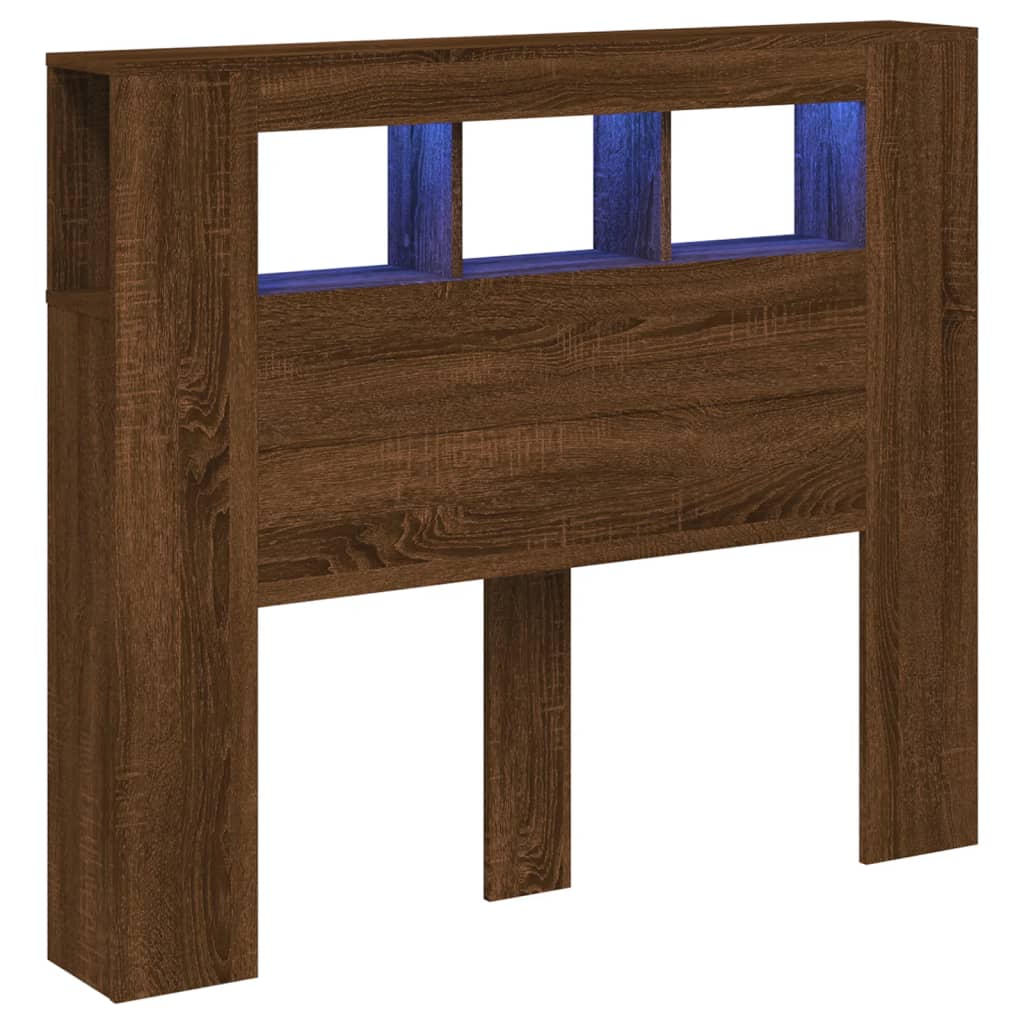 Hoofdeinde met LED 120x18,5x103,5 cm bewerkt hout bruineiken is nu te koop bij PeponiXL, paradijselijk wonen!