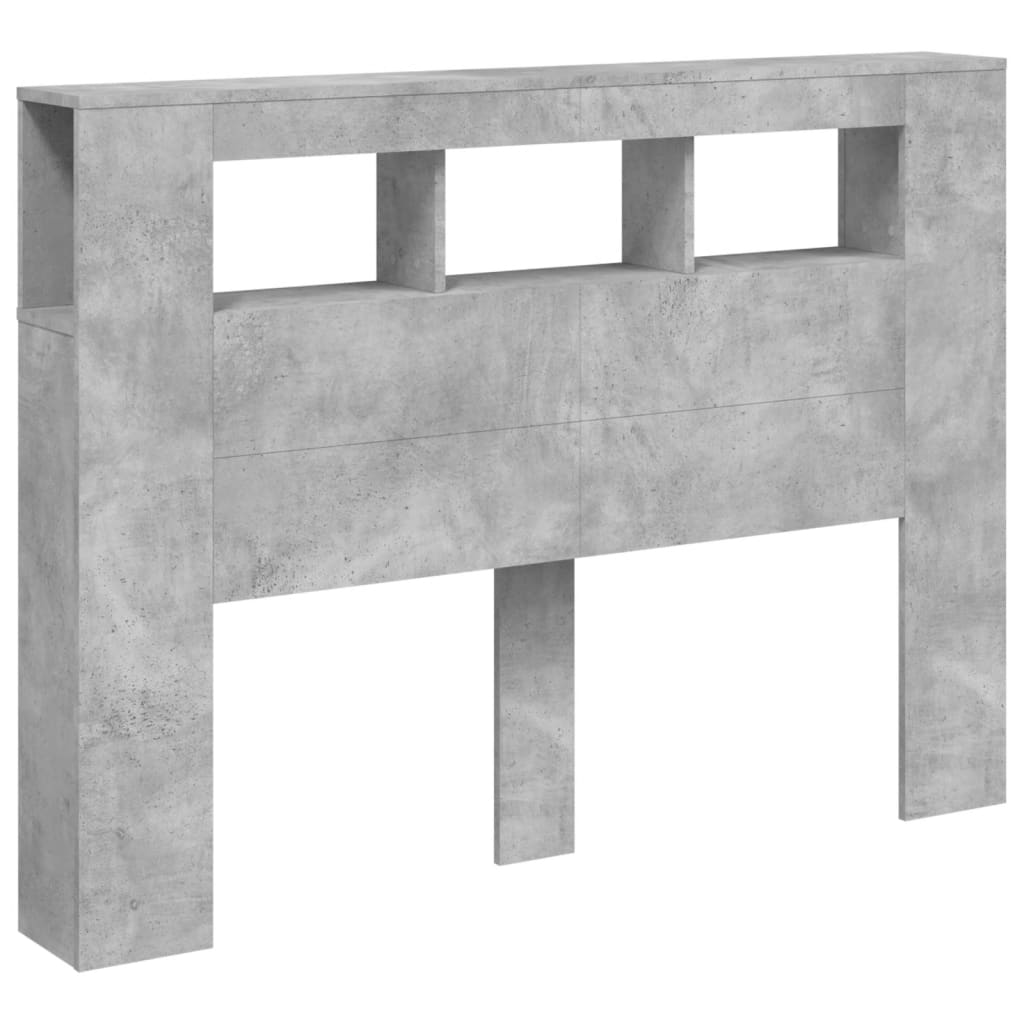 Hoofdeinde met LED 140x18,5x103,5 cm bewerkt hout betongrijs is nu te koop bij PeponiXL, paradijselijk wonen!