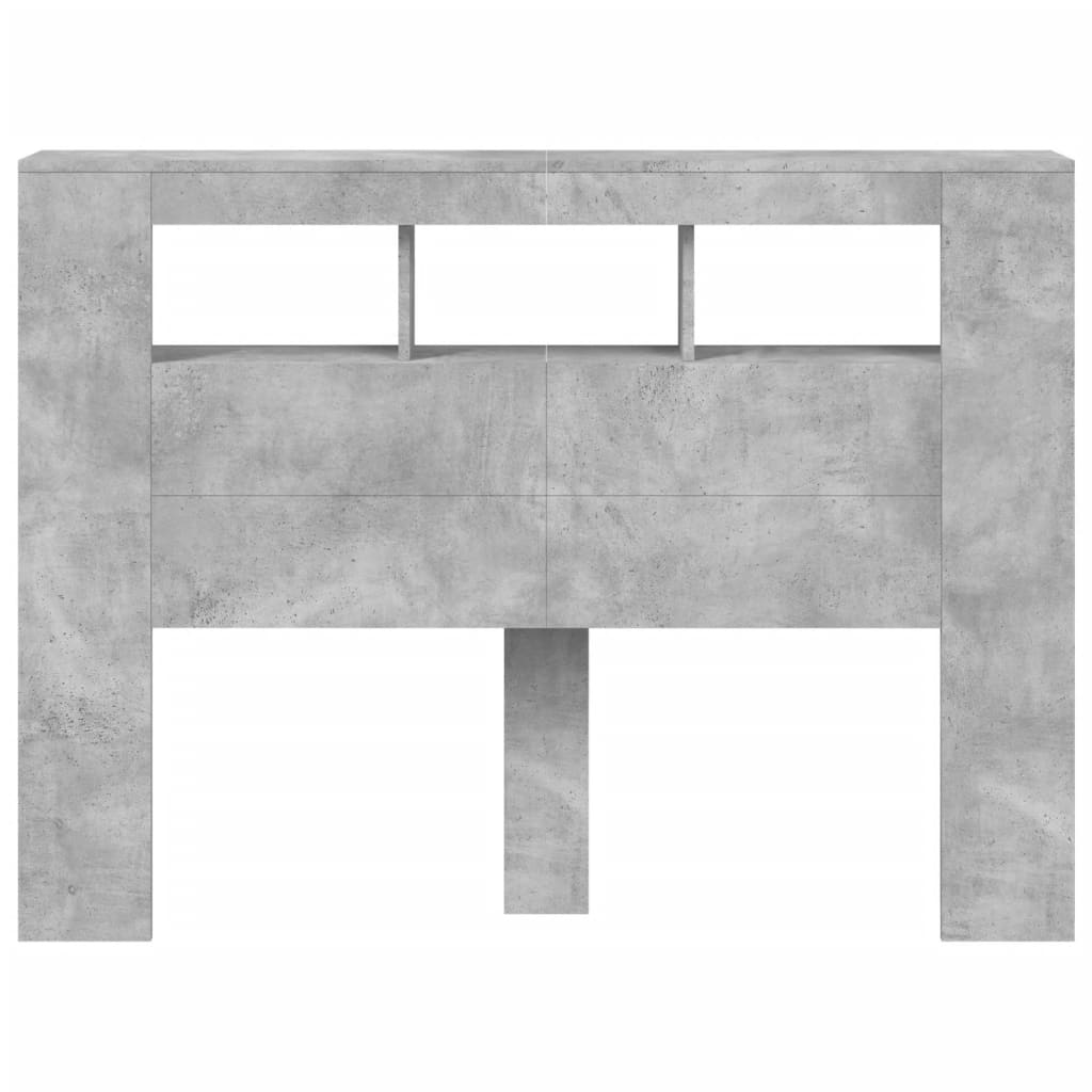 Hoofdeinde met LED 140x18,5x103,5 cm bewerkt hout betongrijs is nu te koop bij PeponiXL, paradijselijk wonen!