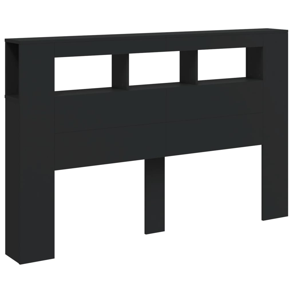 Hoofdeinde met LED 160x18,5x103,5 cm bewerkt hout zwart is nu te koop bij PeponiXL, paradijselijk wonen!