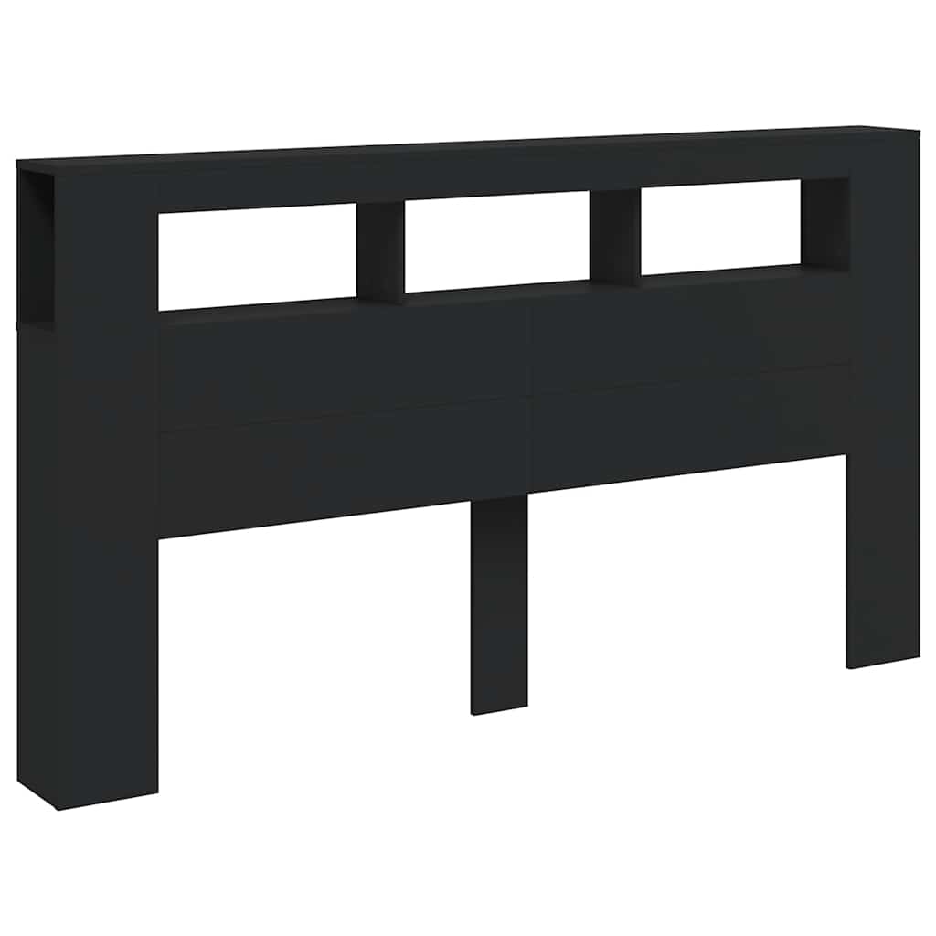 Hoofdeinde met LED 180x18,5x103,5 cm bewerkt hout zwart is nu te koop bij PeponiXL, paradijselijk wonen!