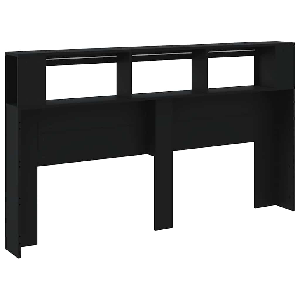 Hoofdeinde met LED 180x18,5x103,5 cm bewerkt hout zwart is nu te koop bij PeponiXL, paradijselijk wonen!
